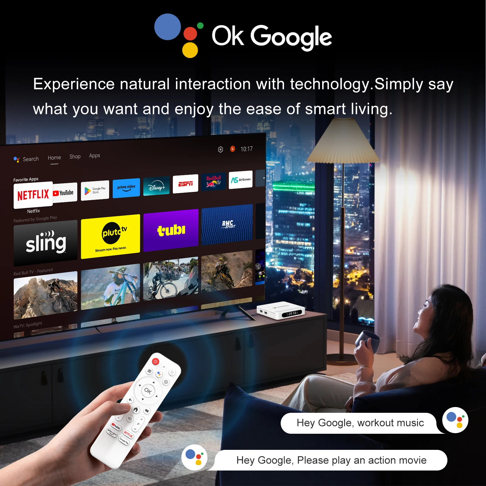 Woopker Android 14 Smart TV Box H96 MAX H618 PLUS 8K Wifi6 BT5.4 asistente de voz Control remoto reproductor multimedia 4G 128G decodificador - imagen 5