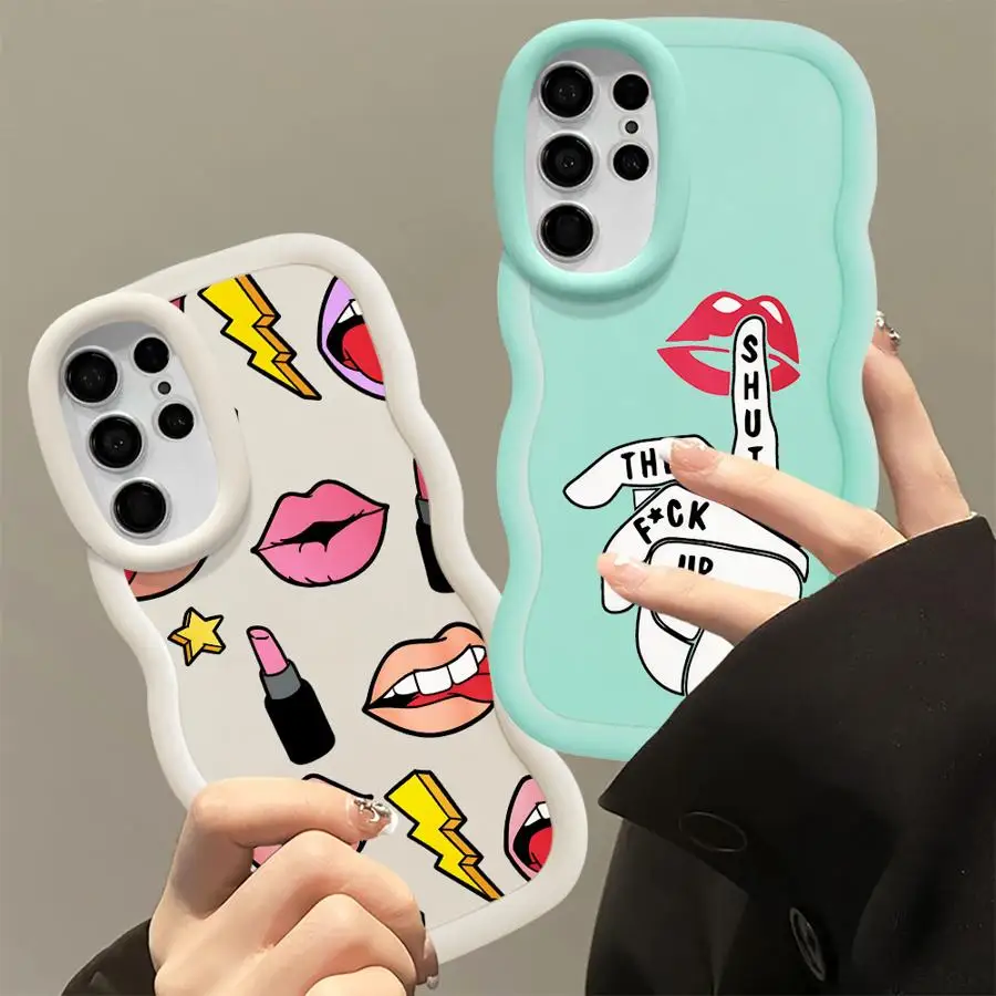 Funda de teléfono suave para Samsung Galaxy S25 S22 Ultra S24 + S20 FE S25 + S21 S24 S23 Plus labios de moda - imagen 5