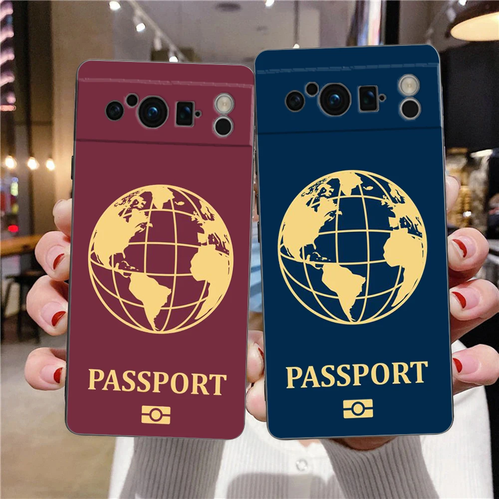 Funda de teléfono con pasaporte de México para Google Pixel 9 8 7 6 Pro XL 8A 6A 7A 5G, funda negra de TPU suave a prueba de golpes - imagen 2