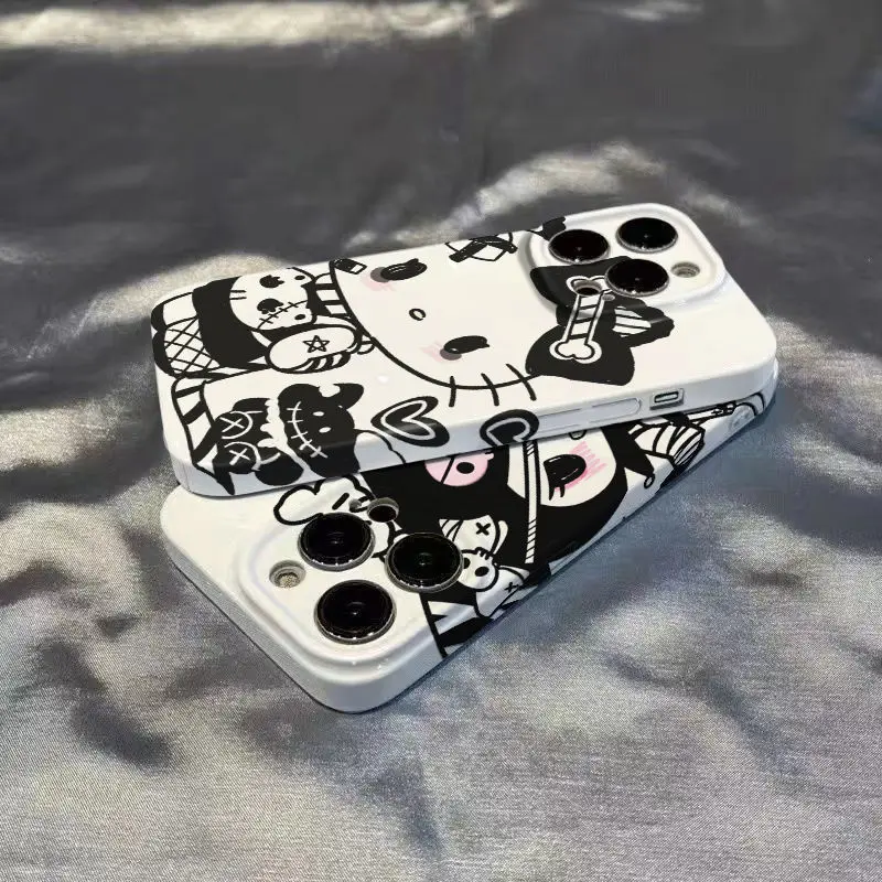 Funda de teléfono Y2k blanco y negro Hellos Kittys para Huawei P20 P30 P40 Lite Mate 20 Nova 4 7 7i 9 10 SE Pro 5G cubierta dura HD brillante