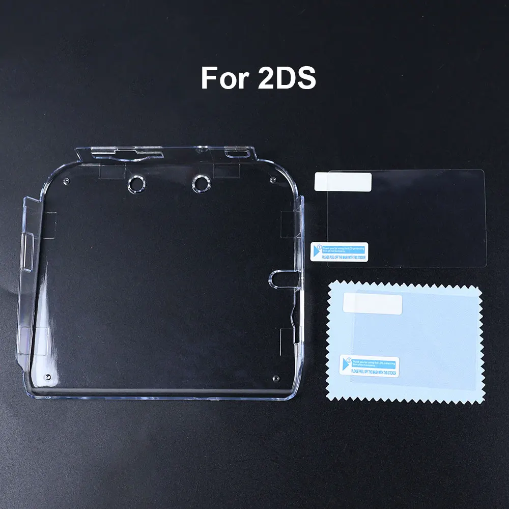 JCD para la nueva consola 2DS 3DS XL LL carcasa de cristal carcasa dura de plástico pantalla transparente parte superior inferior película protectora HD - imagen 3