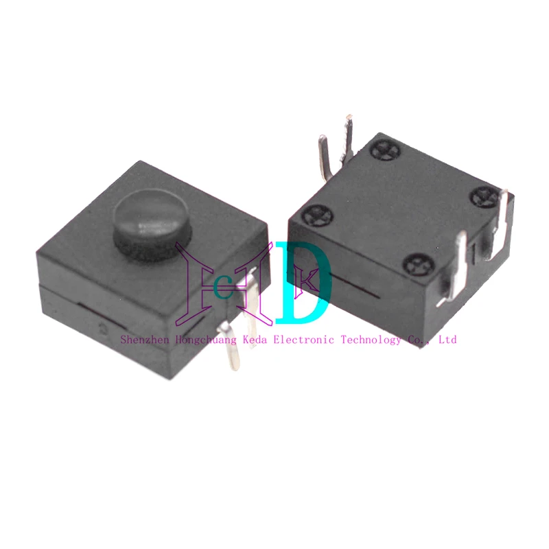 Interruptor de botón de 10 piezas, 12x12MM, linterna de luz fuerte, micro interruptor de botón, 1212-214A, autobloqueo/dos encendido y apagado uno