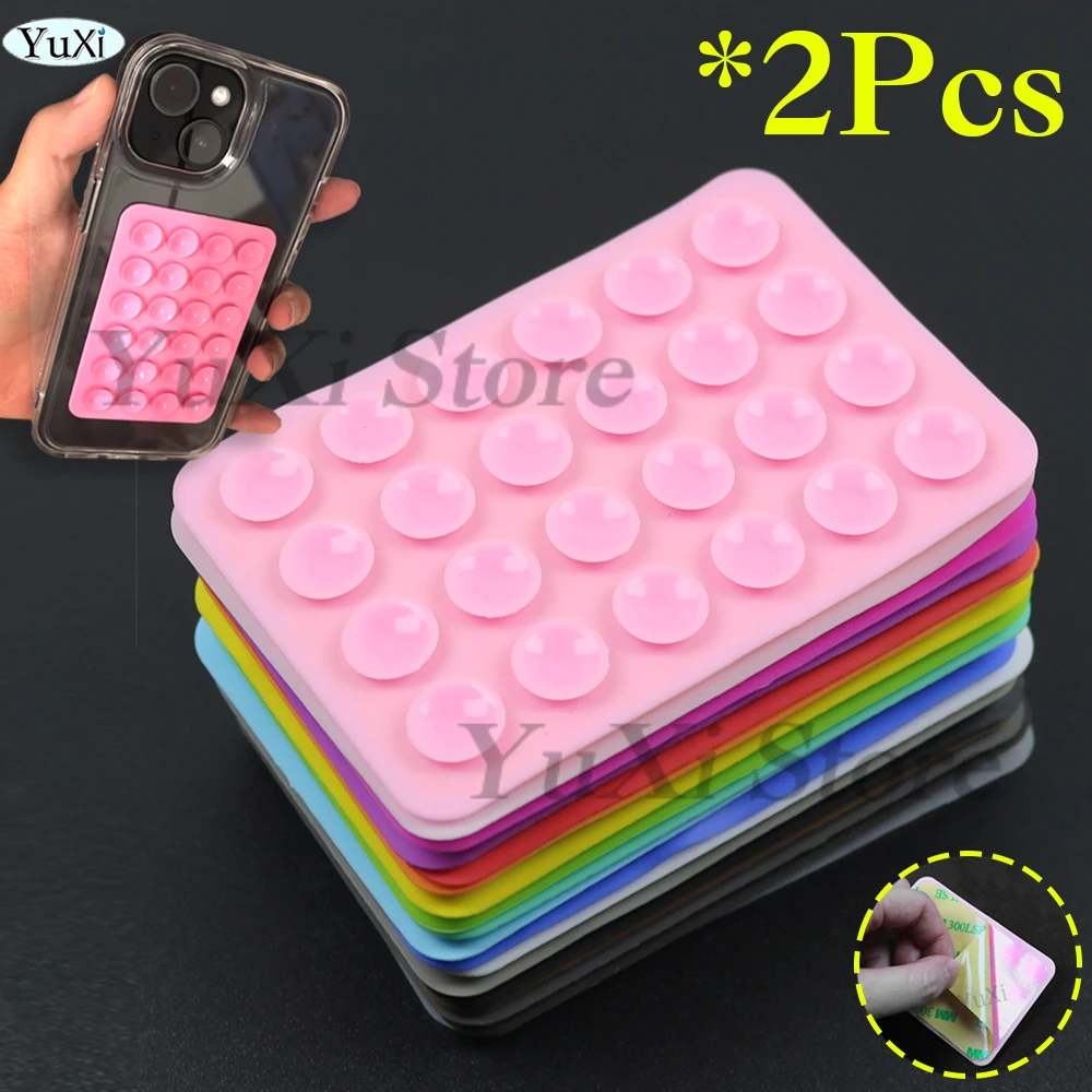 Funda de silicona con ventosa para teléfono, soporte desmontable, almohadilla con ventosa de goma para Selfies y vídeos, almohadilla fija, 2 uds. - imagen 2