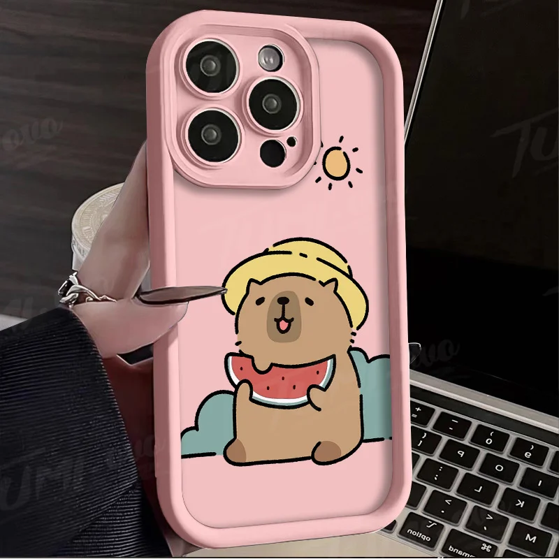 Bonita funda capibara con diseño de pato sandía para Samsung Galaxy S25 S24 S23 Ultra S22 S21 Plus FE 5G A54 A34 A14 A73 A53 A33 5G protectora - imagen 5