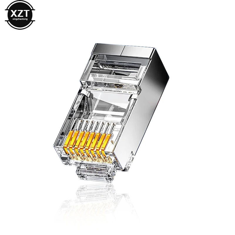Conector rj45 Cat6, conectores de red blindados, enchufe rj45, terminales 8p8c para stp, Cable Ethernet, interruptores, módem - imagen 2