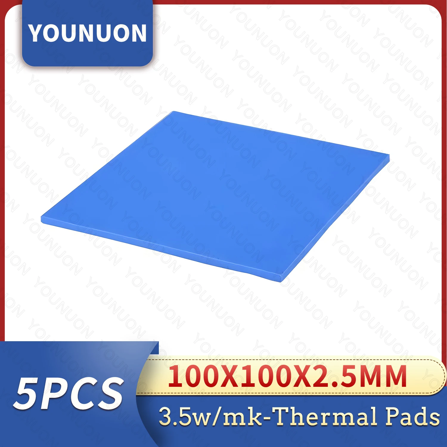 5 uds almohadilla térmica 100mm * 100mm * 2,5mm GPU CPU disipador de calor almohadilla de silicona conductora de refrigeración almohadilla disipadora de calor de 2mm de espesor almohadilla de 100x2,5mm