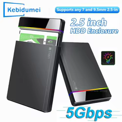 Carcasa USB 3.2 RGB para HDD/SSD SATA de 2,5 pulgadas