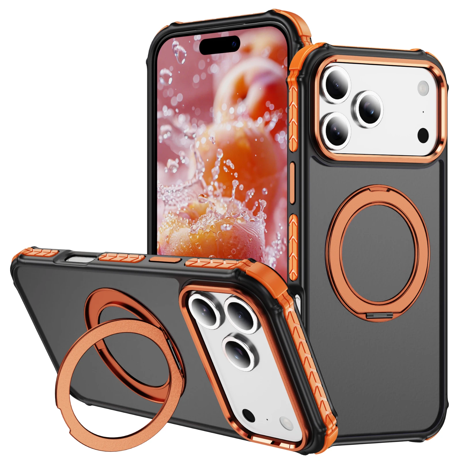 Funda de teléfono magnética con sensación de piel giratoria 360 para iPhone 17 Pro Max 16 Plus 15 14 13 12 11 soporte a prueba de golpes para cubierta Magsafe