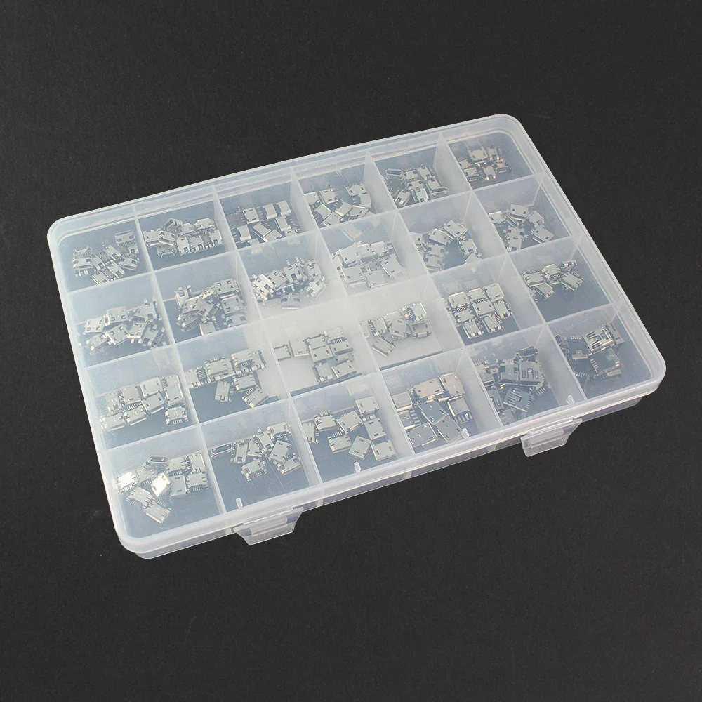 Conector Micro USB 120/240 unids/caja 24 modelos hembra Mini conectores de soldadura Usb Diy para MP3 Huawei Samsung SMD DIP Socket Kit - imagen 2