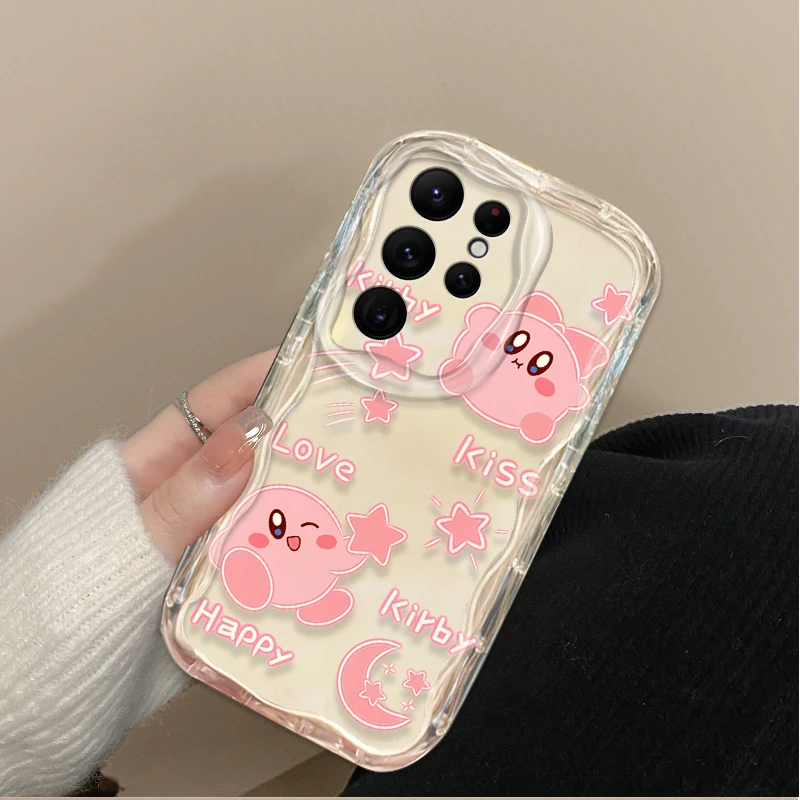 Precioso dibujo animado k-kirby 3D Wave funda para Samsung Galaxy S24 Ultra S23 S22 Plus S21 S20 FE A25 A55 A35 A15 A16 A05 A05S A06 - imagen 3
