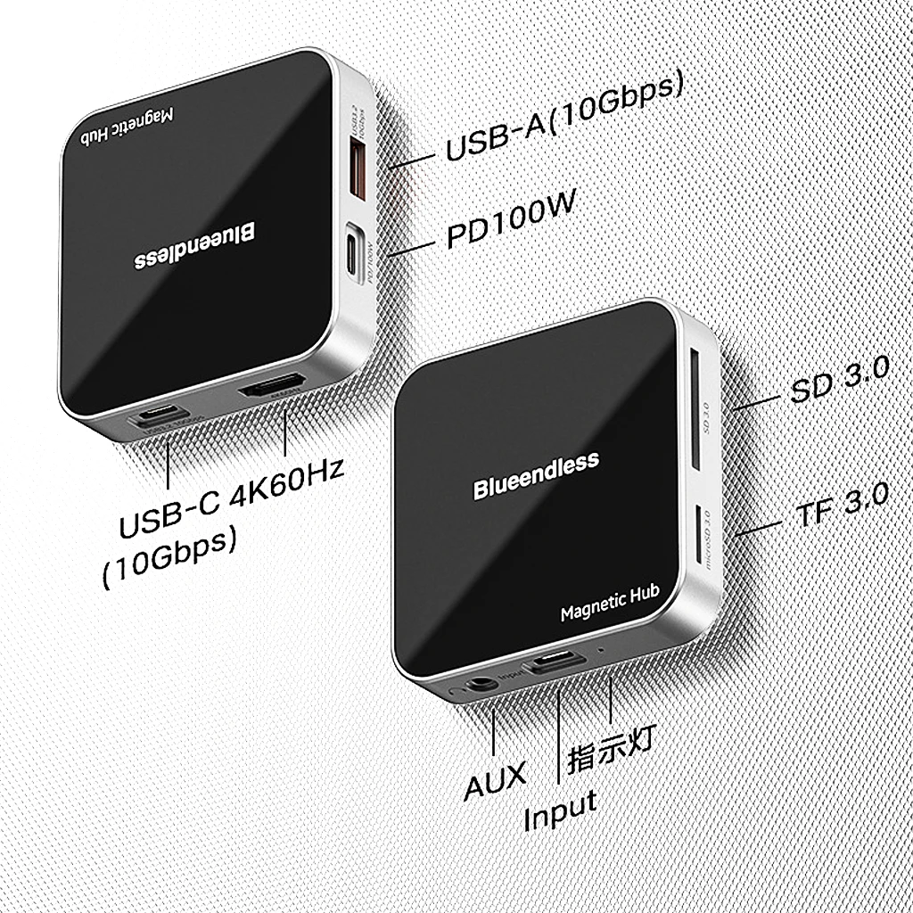 Blueendless magnético USB C Hub tipo C adaptador multipuerto acoplamiento Satation para portátil Smartphone - imagen 3