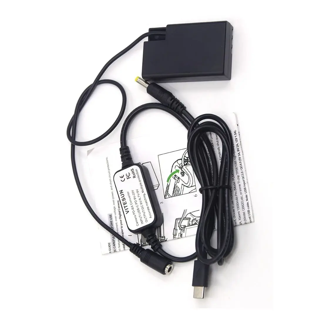 Cable USB C a CC D-LI109 batería simulada D-DC128 acoplador CC apto para cámara Pentax K-70 K-50 K-30 K-R K-2 K-S1 K-S2 - imagen 4