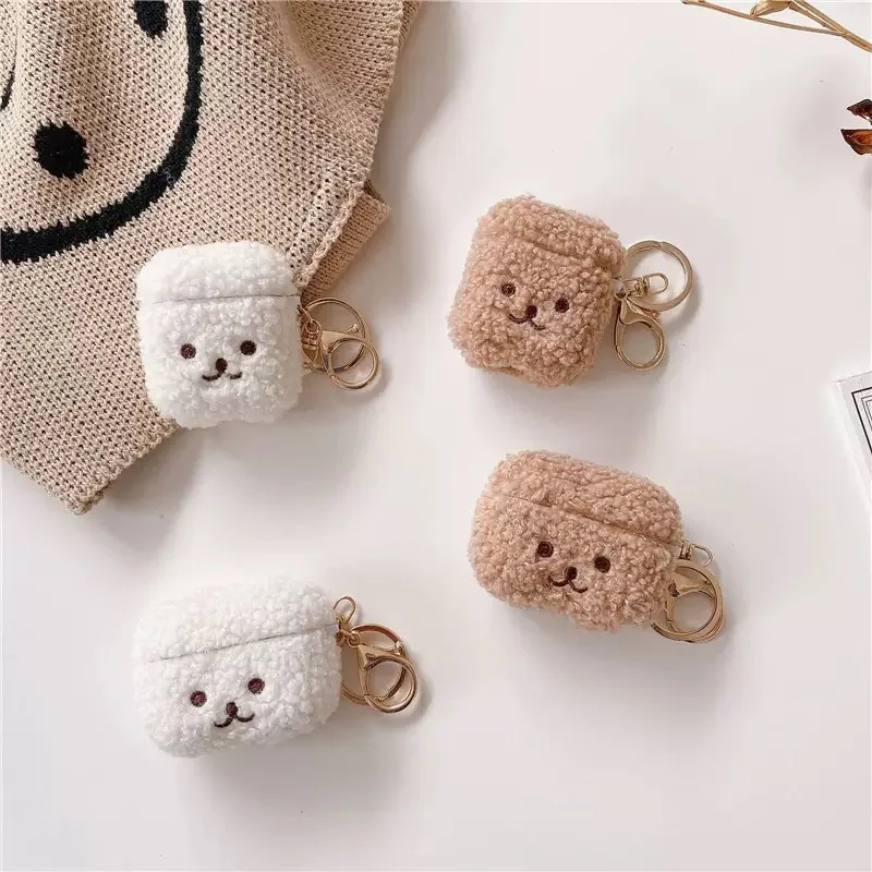 Nueva funda bonita de dibujos animados para Airpods 1, 2, 3, 4 Pro2, fundas 3D de silicona con forma de perro de peluche, auriculares inalámbricos, funda protectora antipérdida