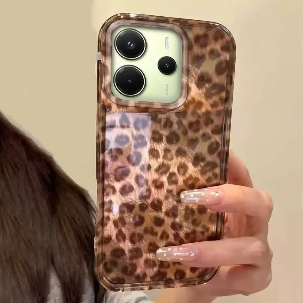 Funda de teléfono de leopardo dorado para mujer, funda para Xiaomi Redmi Note 15 14 13 12 11 11S 10 10S 8 9 Pro 15C 9C 13C 14C A3 11S 9C A1 - imagen 2