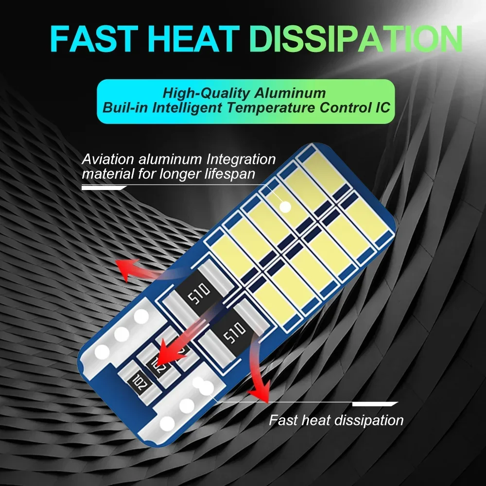 10/20 piezas T10 W5W LED Canbus 3014 24SMD sin Error 194 168 bombilla de luz de instrumento Interior de coche lámpara 12v Universal blanco 6000k - imagen 5