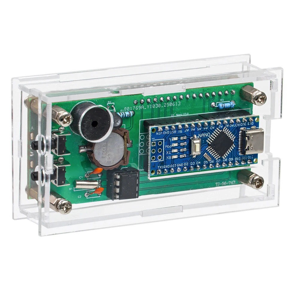 Kit de bricolaje reloj electrónico LCD DS1302 con pantalla de temperatura retroiluminación ajustable alarma Musical para Arduino tipo C USB DC5V - imagen 3