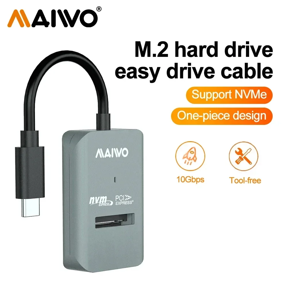 MAIWO 10Gbps M.2 NVME SSD caja tipo C M2 PCIE NVME SATA SSD adaptador sin herramientas compatible con teclas M y B & M 2230/42/60/80 - imagen 2