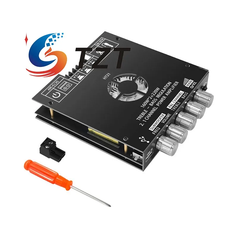 Módulo amplificador de potencia Digital TZT ZK-HT21 Bluetooth5.0 TDA7498E Placa amplificadora de Audio de 2,1 canales