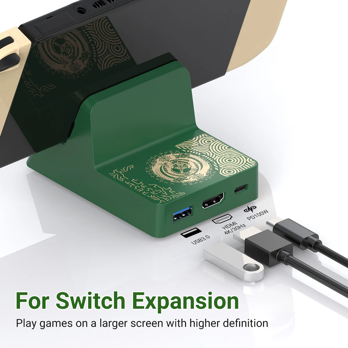 Interruptor de estación de acoplamiento de TV, interruptor de TV portátil OLED, reemplazo de estación de acoplamiento para interruptor con puerto HDMI USB 3,0 - imagen 2