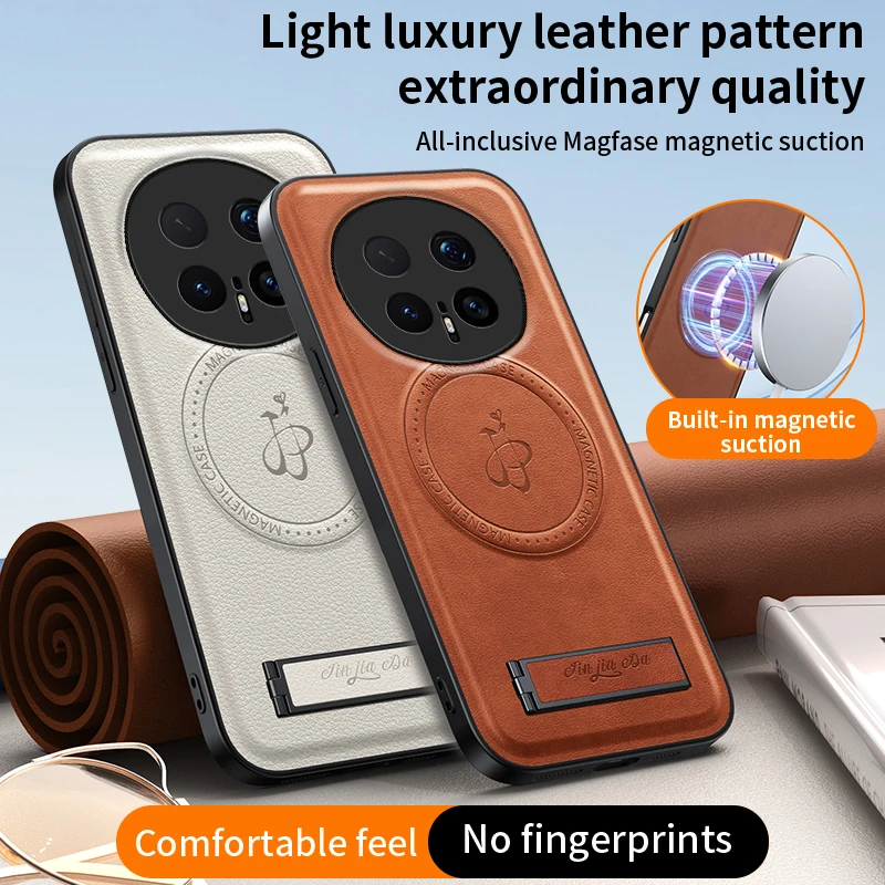 Funda de cuero con soporte para Honor Magic 8 Pro 8 7 6 Pro, funda magnética para Mag-safe, a prueba de golpes, protección completa para cámara, Fundas de carcasa suave - imagen 2