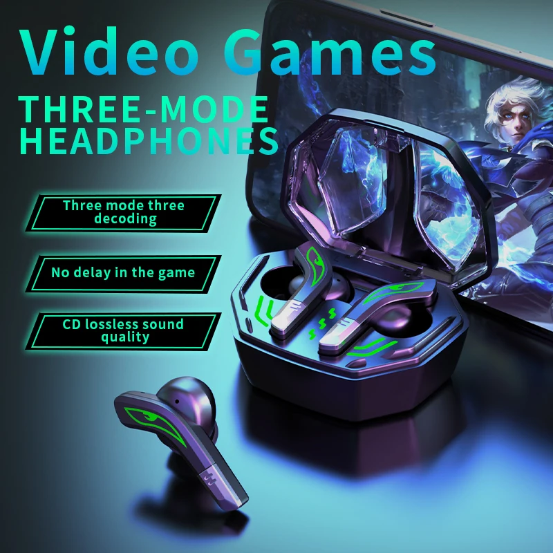 Auriculares para juegos TWS, intrauditivos inalámbricos de bajo retardo, cabina de carga tipo c para escuchar música, entretenimiento de ocio - imagen 4