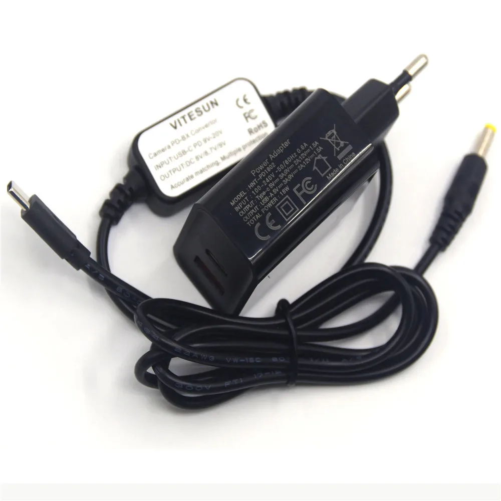 Cable de alimentación USB C + cargador PD para Panasonic DMW-BLC12 BLG10 BLF19 BLH7 DMW-DCC8 DCC9 DCC11 DCC12 Fujifilm CP-W126 batería falsa - imagen 3