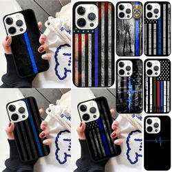 Funda de teléfono de policía de línea azul fina para iPhone 17 Air 16 15 14 12 13 PLUS 11 PRO MAX funda Fundas Shell