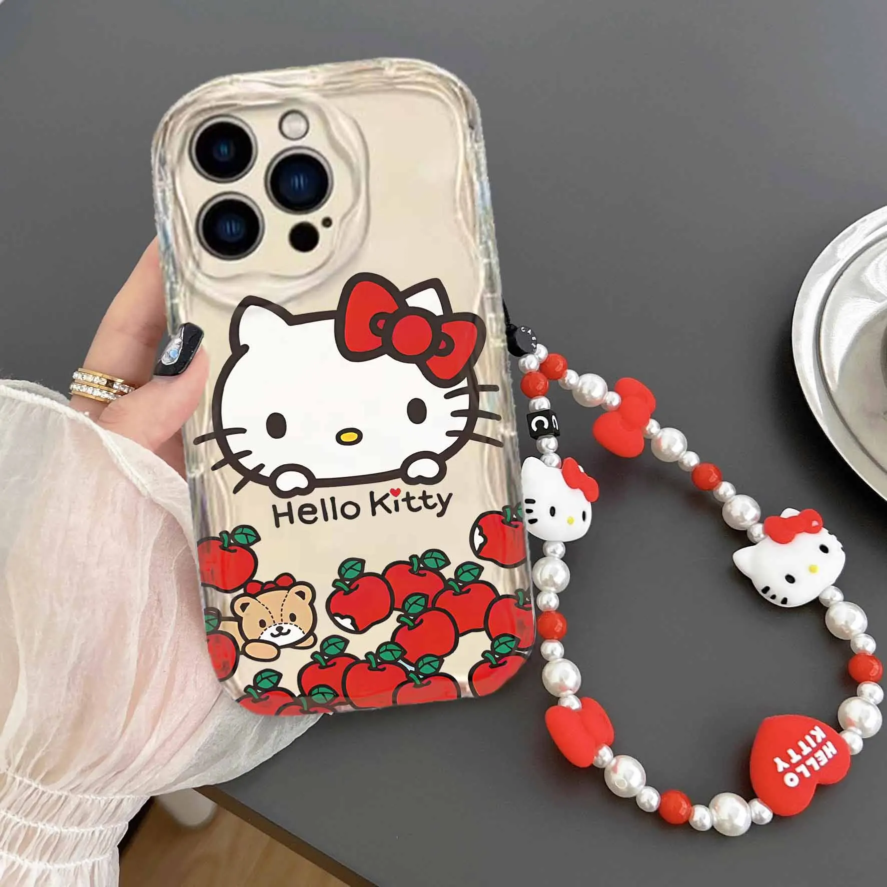 Kawaii Hello Kitty Pendant Chain Case For Xiaomi Redmi Note 14 13 12 Pro 4G 5G 11 10 9 Plus Redmi A5 12 14C 13C Cover Silicone A - imagen 5
