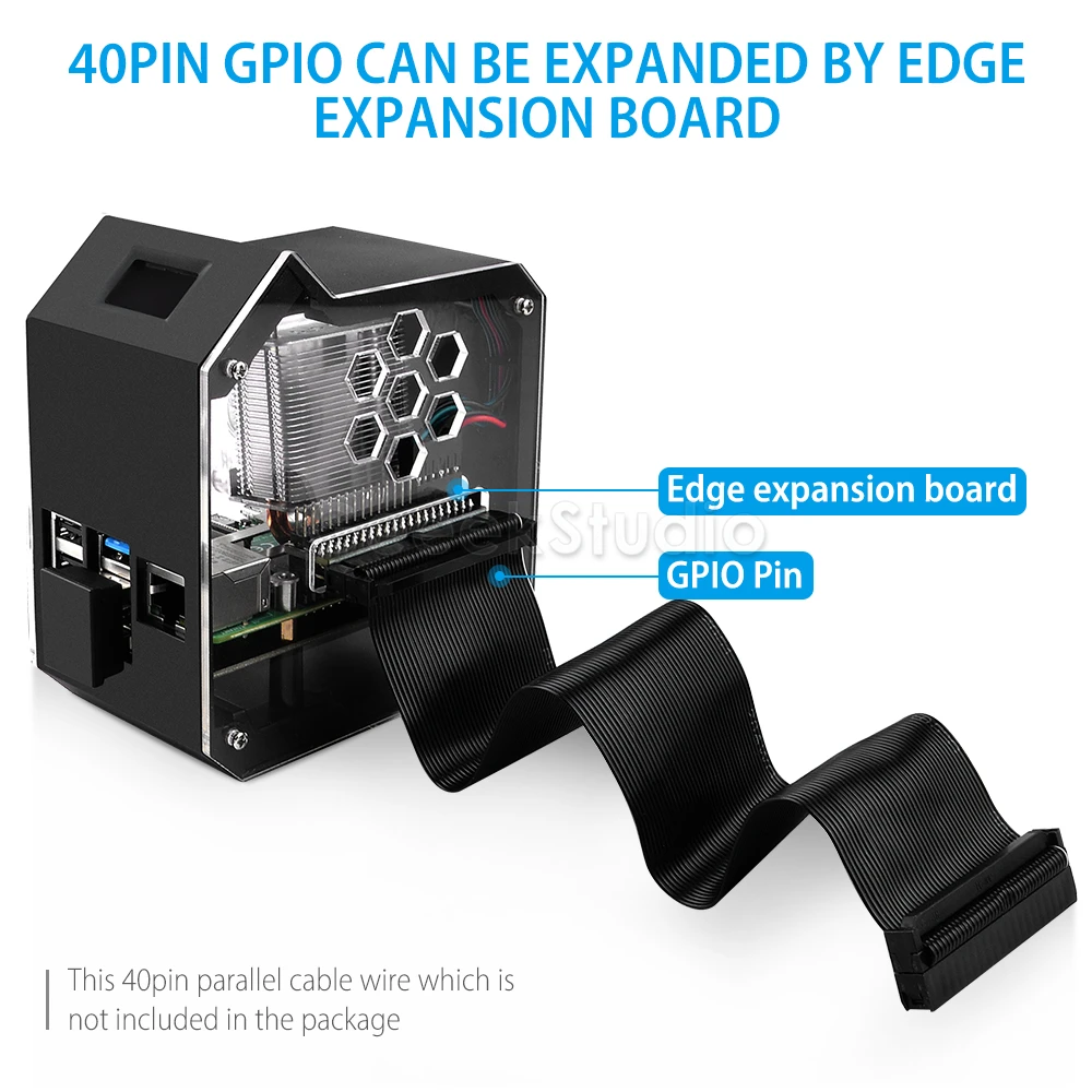 ¡Nuevo! Mini caja de cierre de torre ABS, ventilador programable RGB con placa adaptadora M.2 SATA SSD, Kit NAS, carcasa para Raspberry Pi 4 B - imagen 3