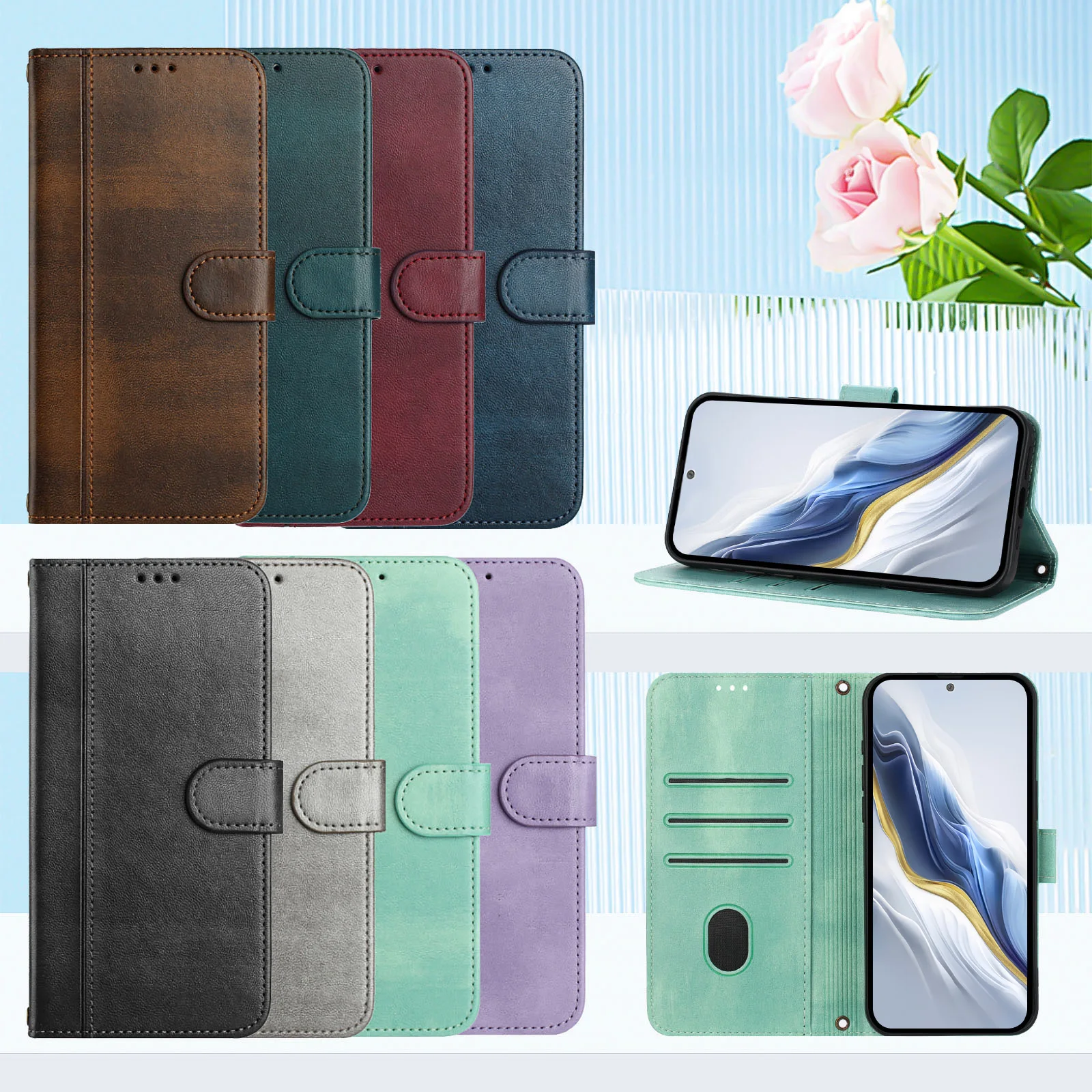Funda de cuero tipo billetera Solt con tarjetas magnéticas para Google Pixel 9 10 Pro XL 9A 8 8A 7 7A 6 6A, funda de bolsillo con soporte - imagen 5