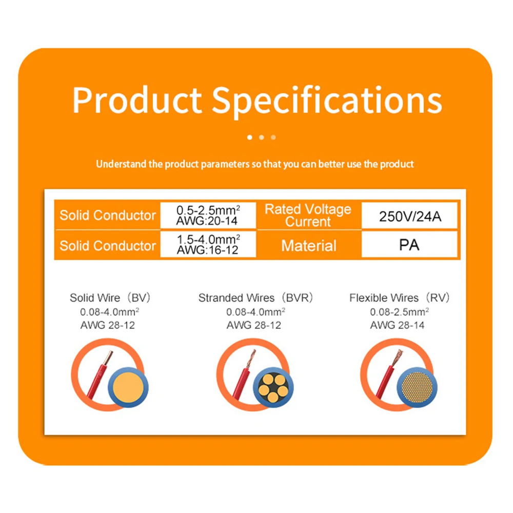 25 uds Mini conectores de cableado rápido 2/3/4/5/6/8 Pin cable duro inserción recta compacto tipo Push-in bloque de terminales de Conductor - imagen 4