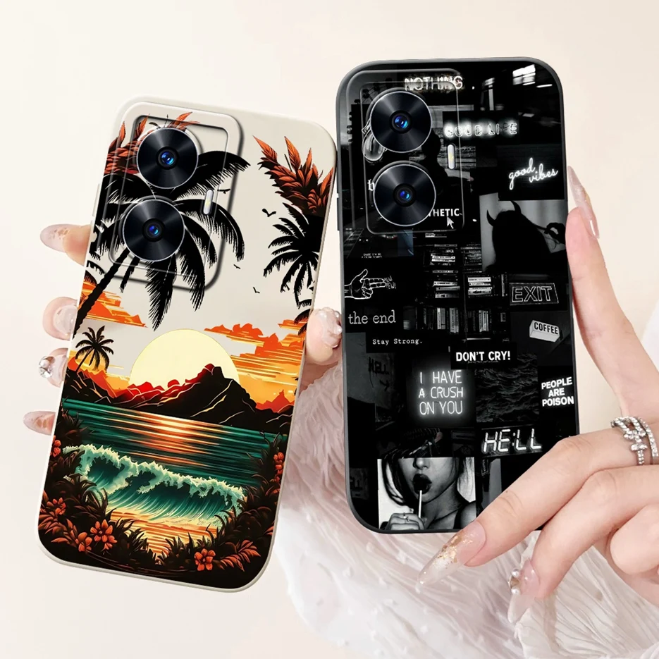 Para Realme C55 funda RMX3710 cubierta pintada de caramelo de lujo suave TPU mate funda de teléfono para Realme Narzo N55 C 55 RealmeC55 Fundas bolsas - imagen 2