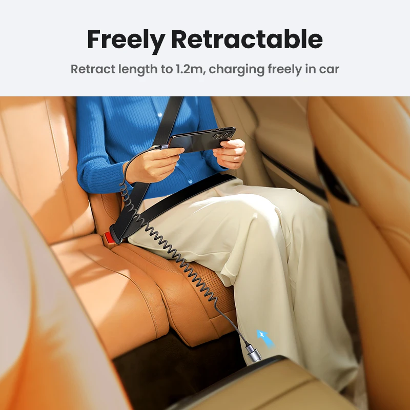 UGREEN-Cable USB tipo C de 6A y 100W para móvil, cargador de coche telescópico de carga rápida para Huawei Honor y Xiaomi 100W/66W - imagen 2