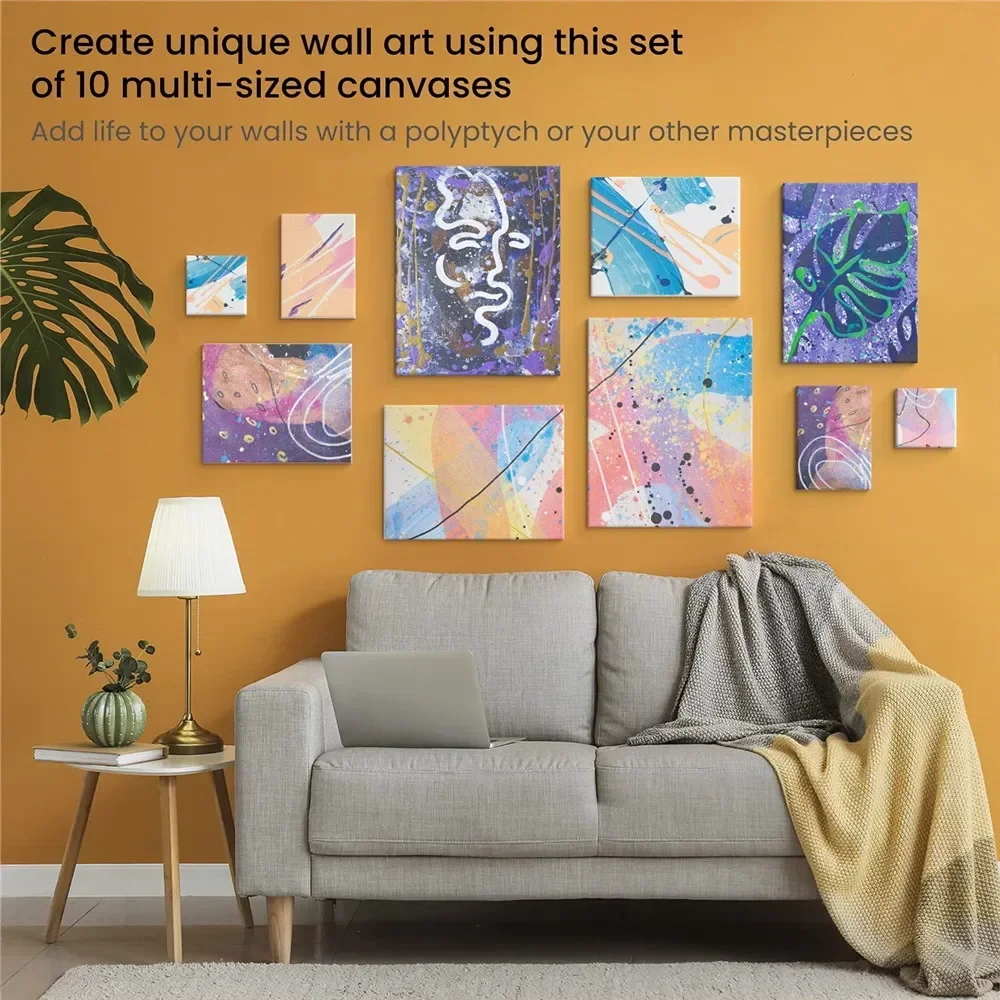 Juego de 4 Uds de lienzo blanco para artistas, marco de lienzo en blanco adecuado para acrílico, tablero de pintura al óleo, artistas de medios artísticos secos y húmedos - imagen 5