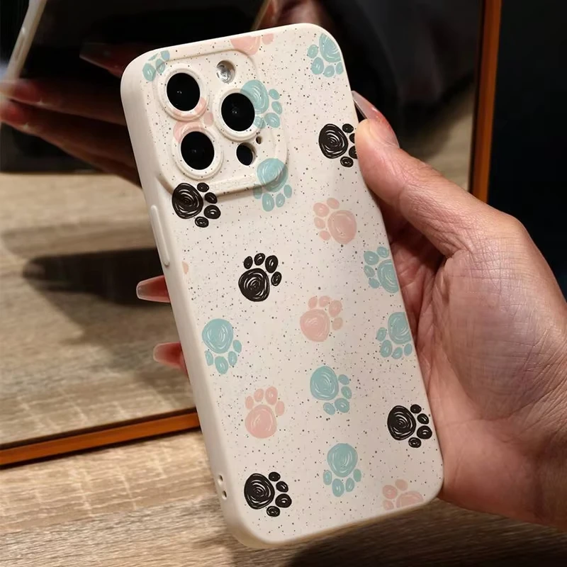 Funda de teléfono de silicona líquida con huella de perro para Samsung Galaxy A15 A35 A54 A55 S25 Ultra S24 FE S23 Plus S22 S20 S21 - imagen 3