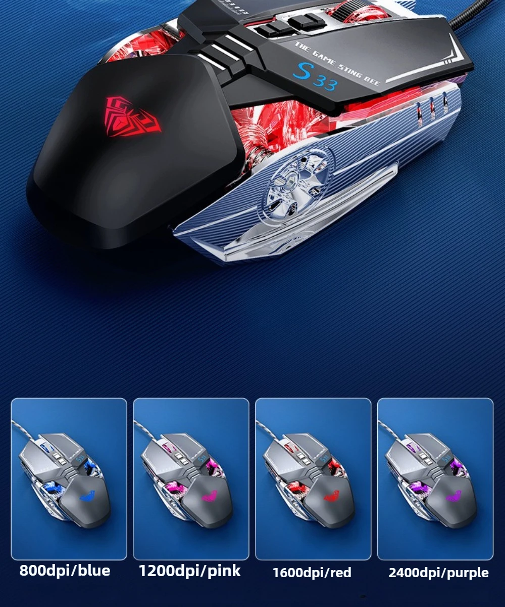 Ratón gaming con cable AULAS33 con base metálica y peso ajustable para deportes electrónicos y uso en oficina - imagen 5