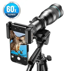 APEXEL Lente Telescópica 60x con Trípode Extensible para Móvil