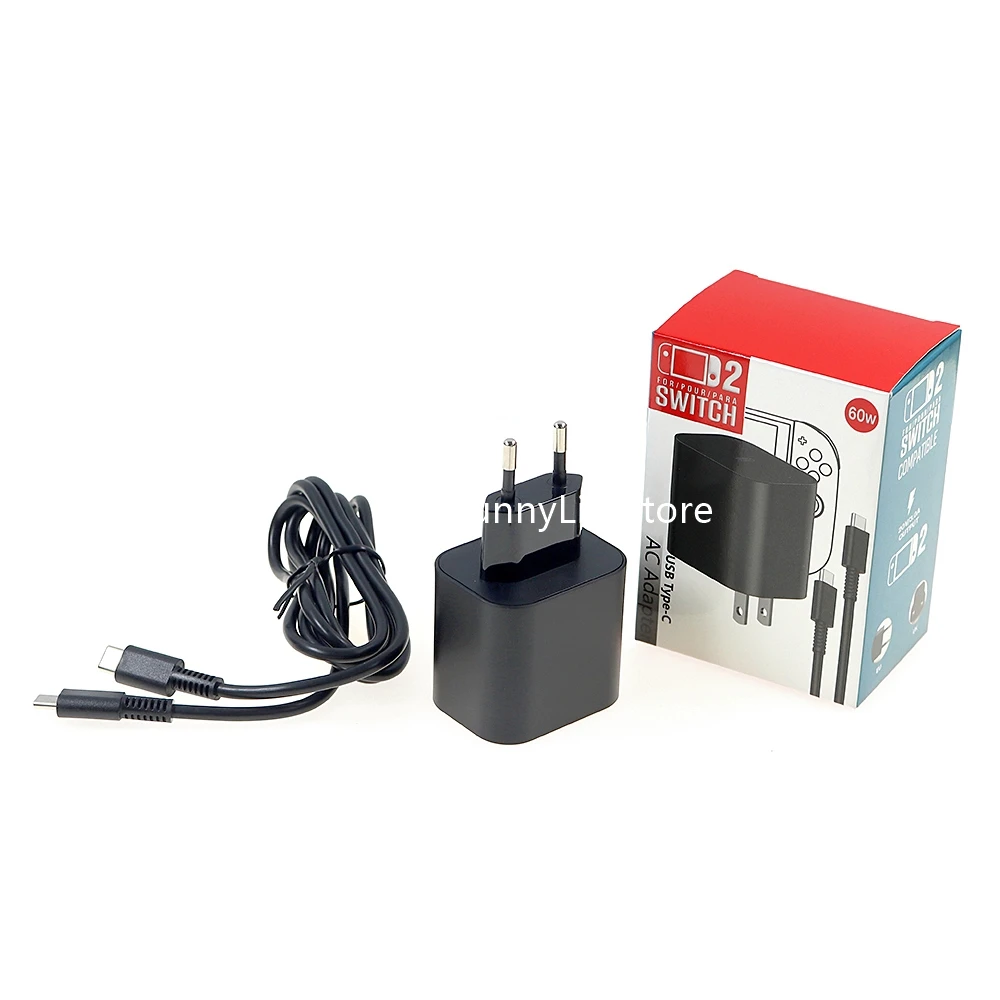 Cargador rápido de 60W CA para interruptor 2, fuente de alimentación tipo C, compatible con modo de TV, cargador de pared para consola, 1 ud. - imagen 2