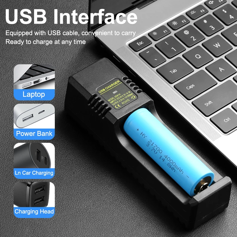 Cargador inteligente USB Universal 18650 cargador de batería para 18650 18350 26650 16340 3,7 V-4,2 V interfaz tipo c 18650 cargador de litio - imagen 4