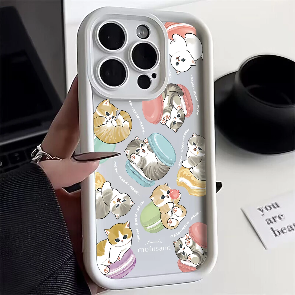 Funda de teléfono mofusandS cat para Samsung, cubierta de TPU de silicona suave con correa de mano, S24, S23, S22, S21, S20 FE Plus Ultra 5G - imagen 4