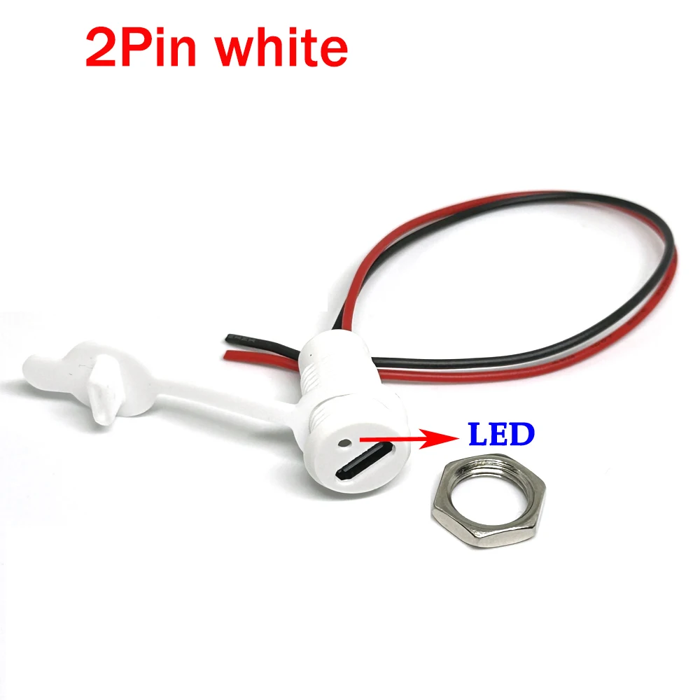 Luz LED de 2 pines USB tipo c conector impermeable tuerca de bloqueo enchufe hembra interfaz de carga de soldadura