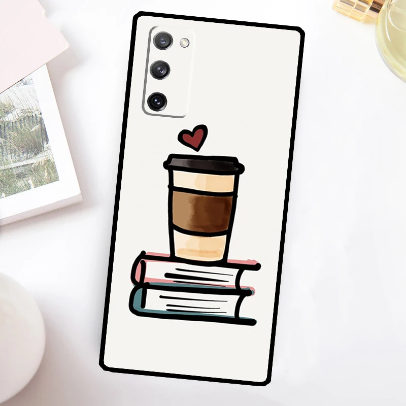 Funda de teléfono con libros y café para Samsung Galaxy S25 S24 Ultra S23 FE S20 S21 FE S22 Plus S9 S10 S25 FE - imagen 3