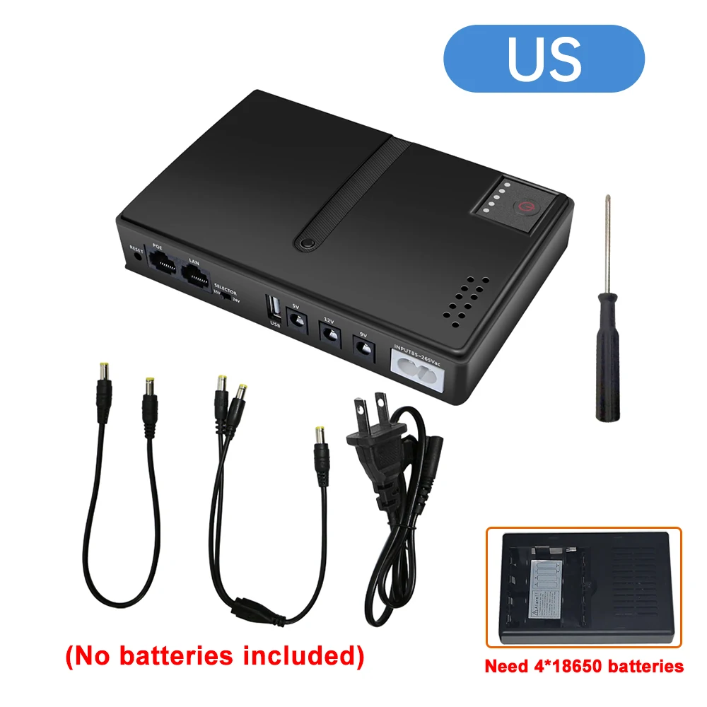 Caja de alimentación UPS 1018L 4*18650 5V/9V/12V fuente de alimentación ininterrumpida para banco de energía de respaldo del enrutador (baterías no incluidas) - imagen 5