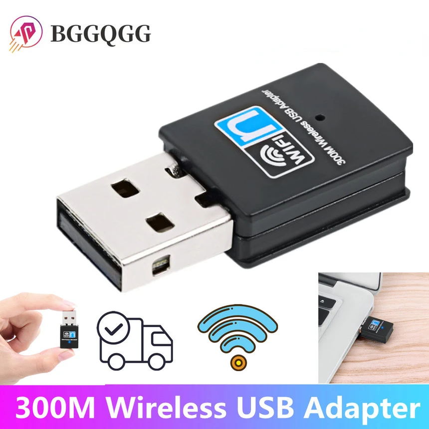 Adaptador inalámbrico USB WiFi de 300Mbps, adaptador de red 2,4G, Dongle inalámbrico, tarjeta de red para ordenador portátil y de escritorio