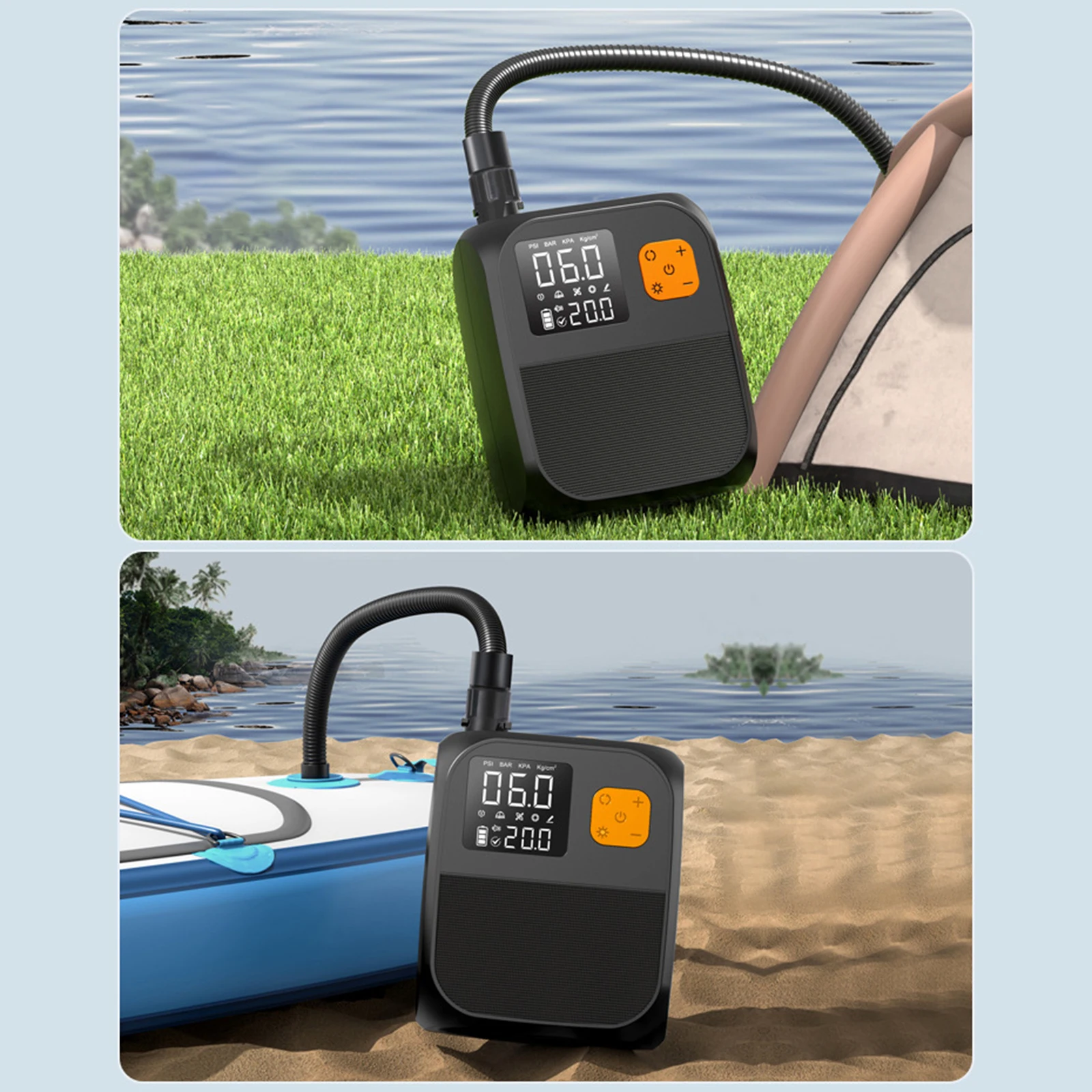 Bomba de aire eléctrica de alta presión, 25PSI, Stand Up Paddle, SUP, inflado, tabla de Paddle, bomba para tienda de campaña, barco, Kayak, accesorios - imagen 5