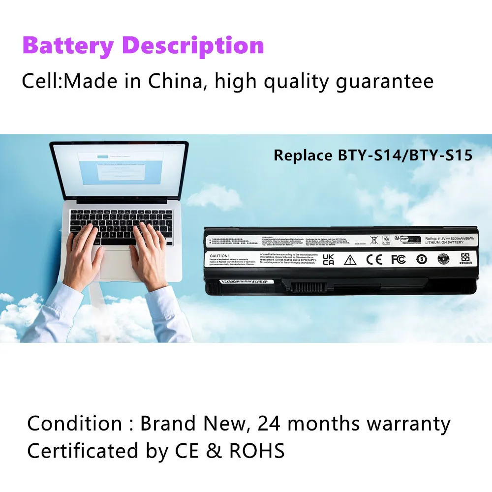 BTY-S14 BTY-S15 batería del ordenador portátil para MSI CR650 FX420 CX650 FX620 GE70 FR400 FX600 FR600 FX603 FR610 FR620 CX70 FX610 FR700 FX400 - imagen 2
