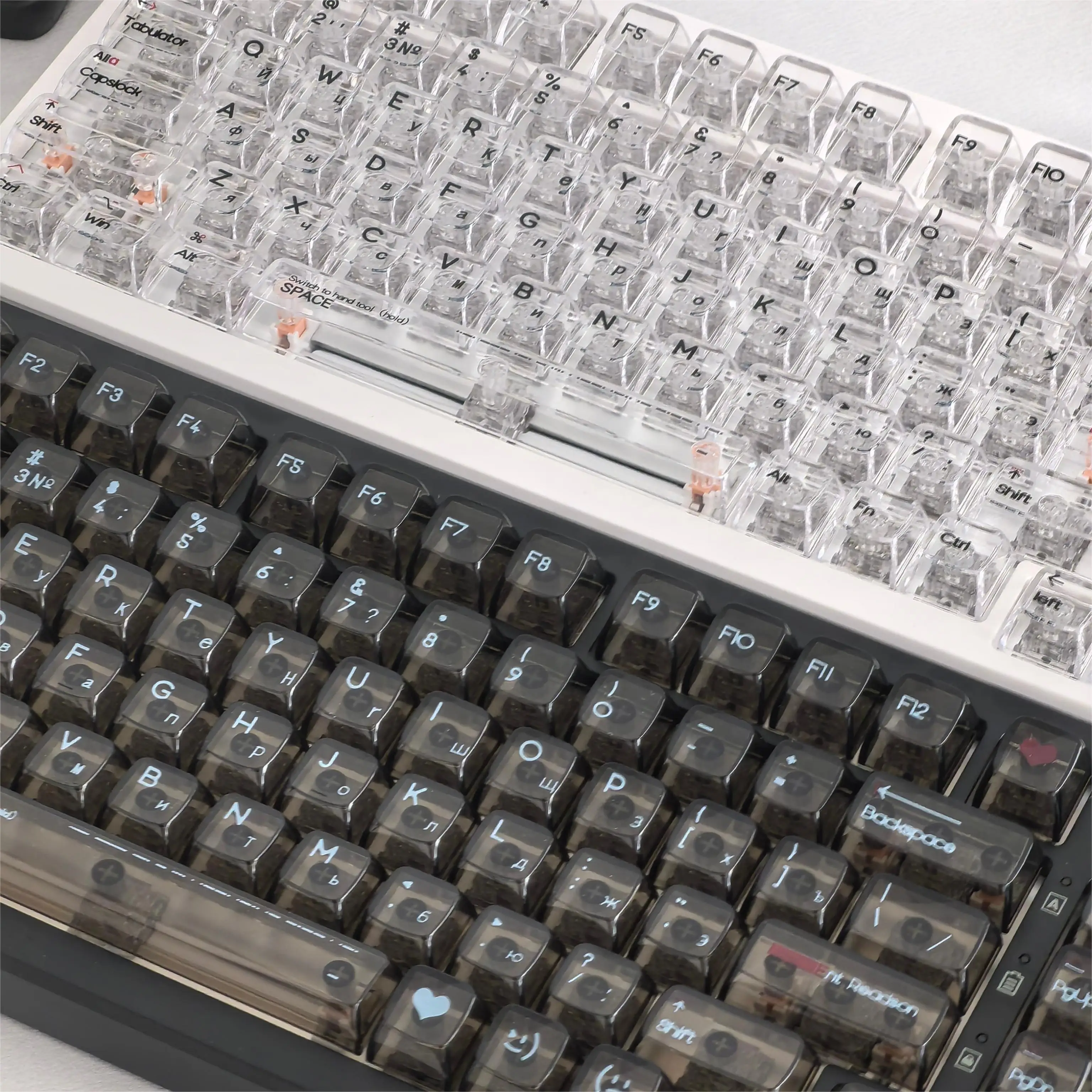 Teclas transparentes para teclados mecánicos, Material de PC CBSA, altura, negro, blanco, ruso, coreano, inglés, tailandés - imagen 4