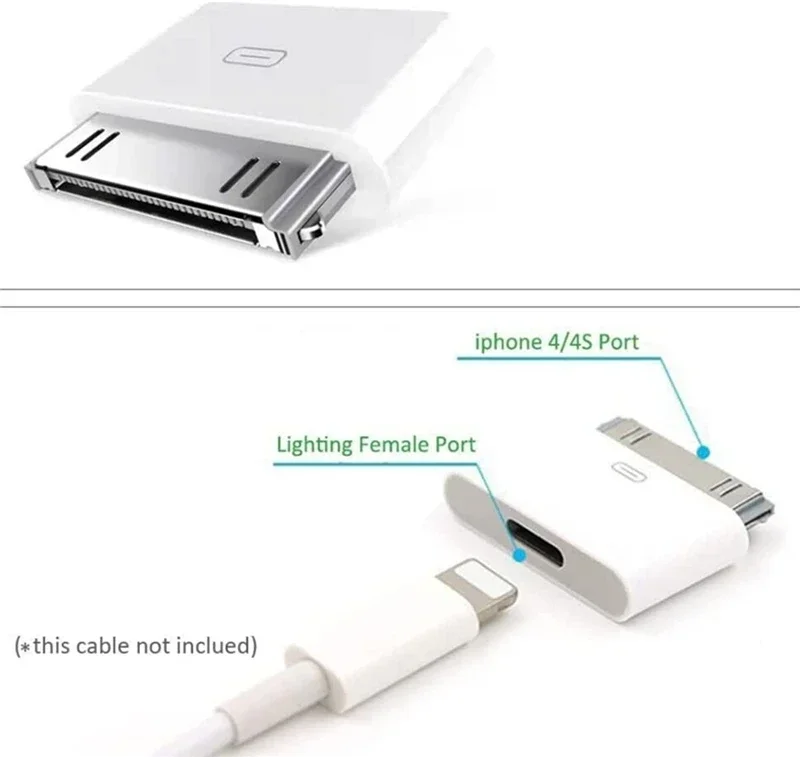 Adaptador Lightning a 30 pines Cable convertidor de sincronización de carga de 8 pines a 30 pines para IPhone 4 4S IPad 2 3 Cable cargador táctil IPod - imagen 3