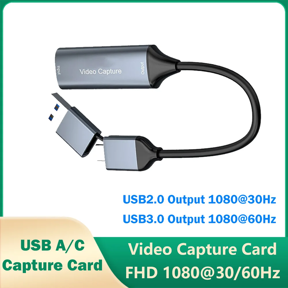 Tarjeta de captura de vídeo USB 3,0 tipo C tipo A FHD1080P @ 60Hz UVC teléfono Win Mac OS para interruptor compatible con HDMI Xbox PS5/4 cámara NUC NAS