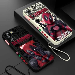 Funda de teléfono de superhéroe de Marvel Deadpool para Samsung Galaxy S24, S23, S22, S21, S20 Pro, FE Plus, funda de cuerda izquierda Ultra líquida
